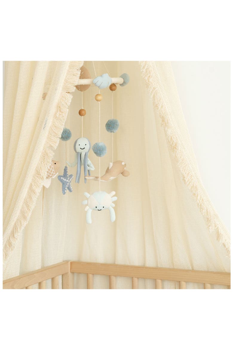 Kendi Macramé Trim Cotton Canopy, Alternate, color, BEIGE