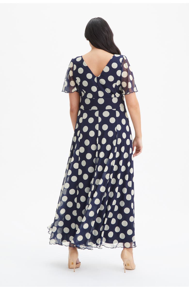 Scarlett & Jo Isabelle Spot Angel Sleeve Maxi Dress, Alternate, color, Navy Cream