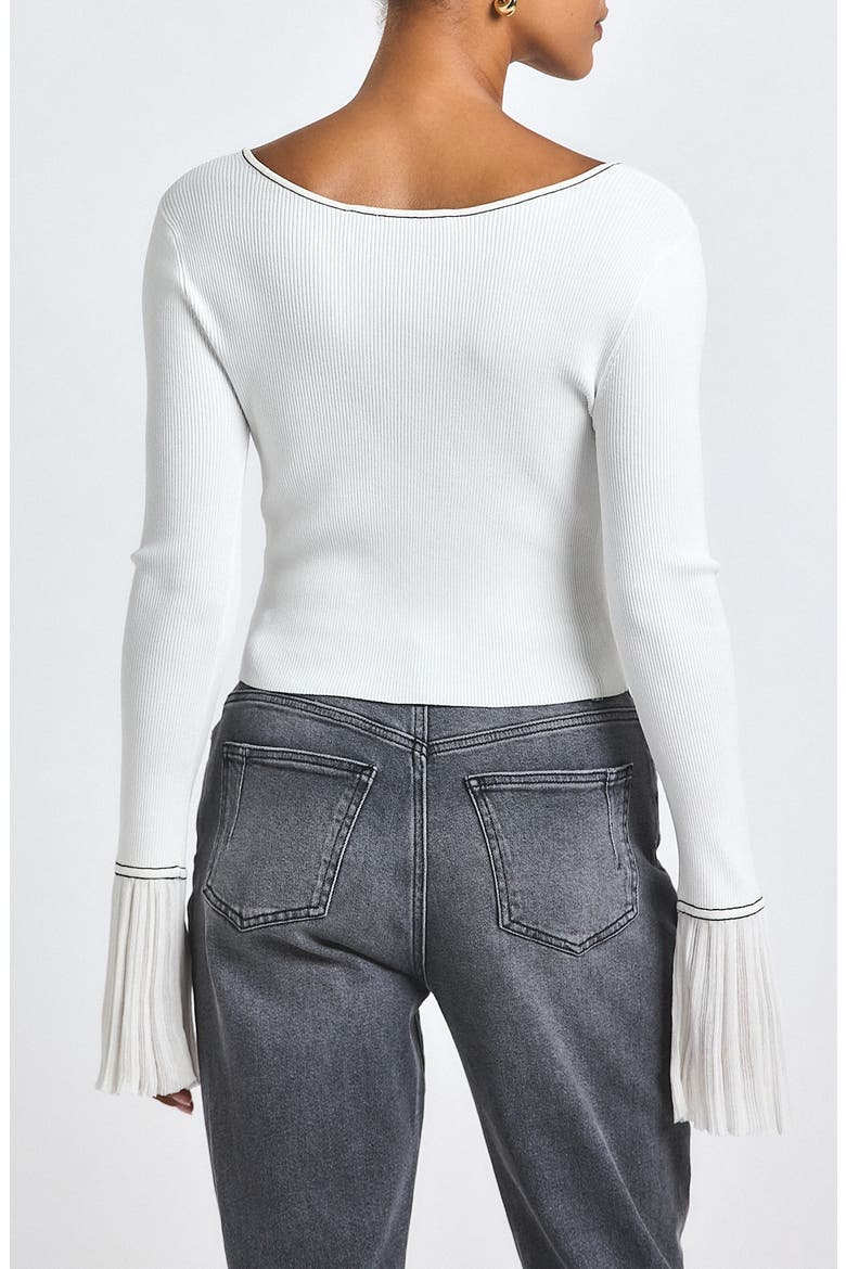 Calliope Rib Frill Cuff Top, Alternate, color, BLANC DE BLANC