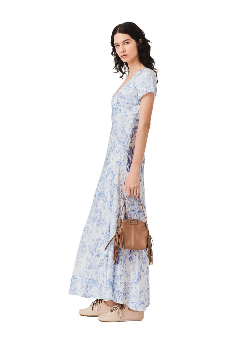 Flowing patterned maxi dress, Alternate, color, Sky blue large flowers print