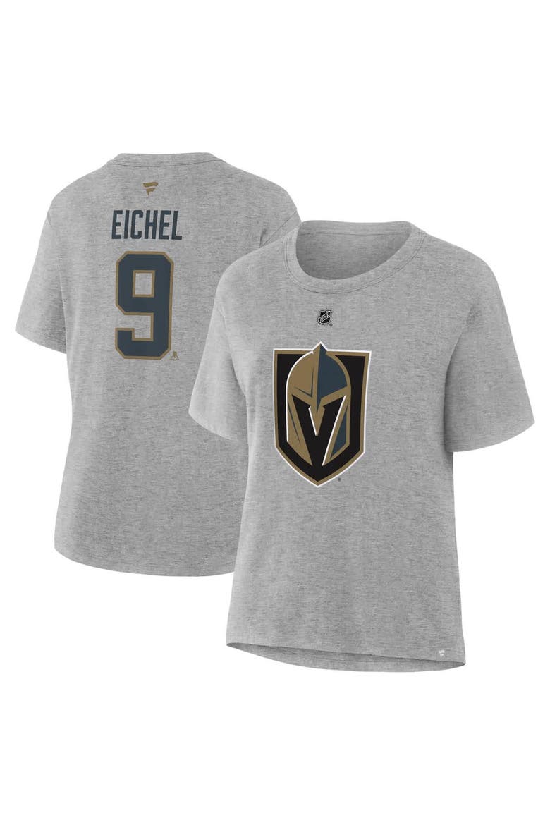 Women's Fanatics Jack Eichel Heather Gray Vegas Golden Knights Authentic Stack Name & Number T-Shirt, Main, color, Heather Gray