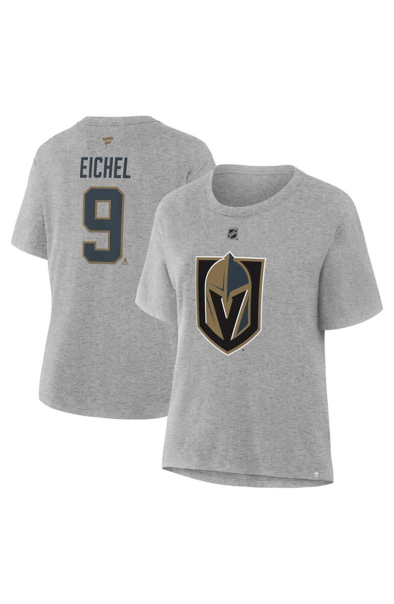 FANATICS Women's Fanatics Jack Eichel Heather Gray Vegas Golden Knights Authentic Stack Name & Number T-Shirt, Main, color, Heather Gray