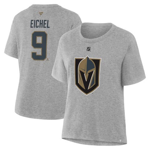 Women's Fanatics Jack Eichel Heather Gray Vegas Golden Knights Authentic Stack Name & Number T-Shirt