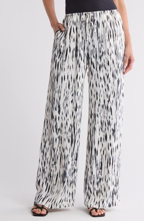 Tie Front Satin Wide Leg Pants