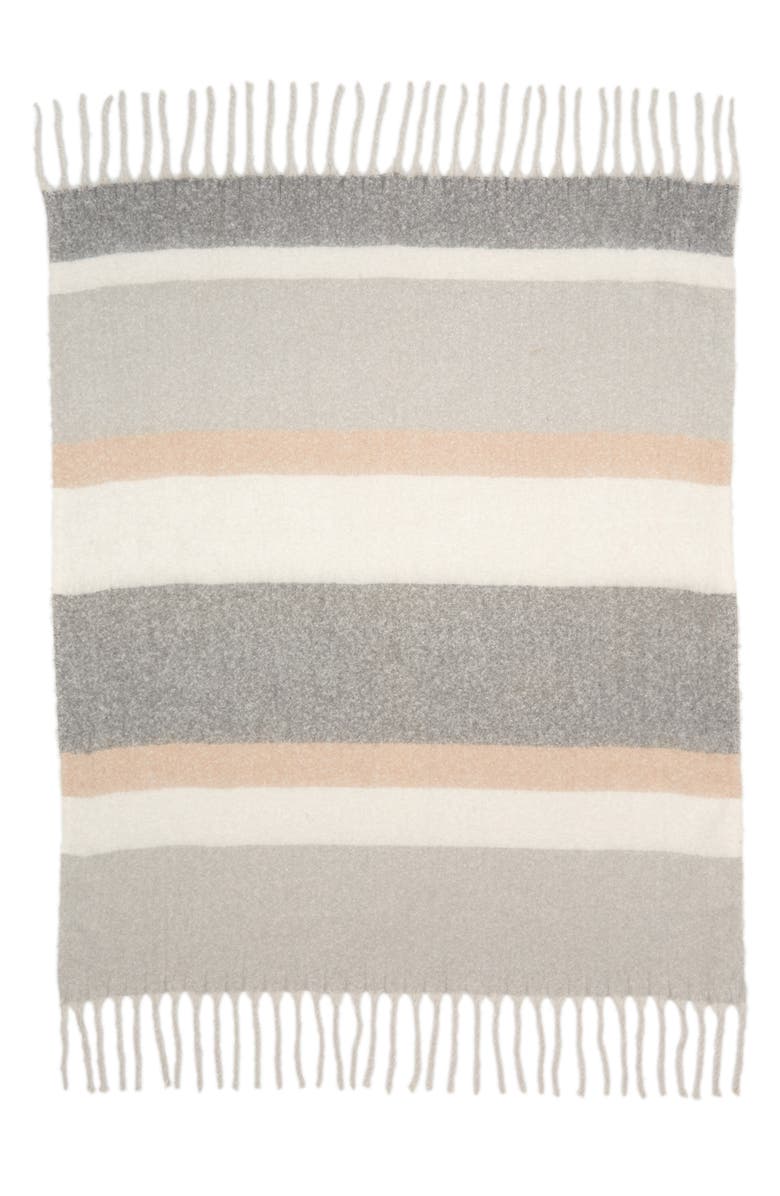 NORDSTROM RACK Stripe Fringe Throw Blanket, Main, color,