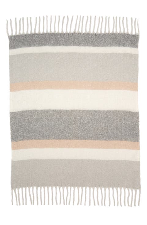Stripe Fringe Throw Blanket