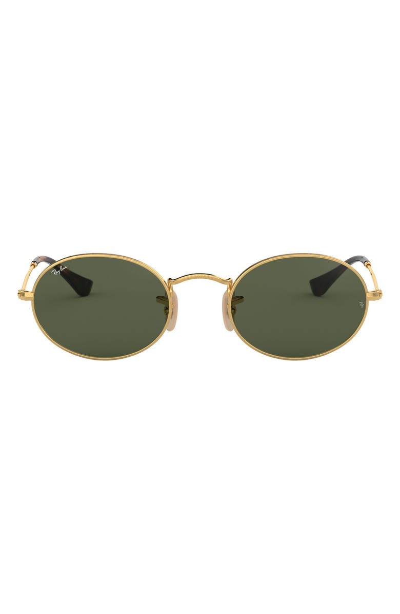 Ray-Ban Oval 51mm Sunglasses, Main, color, Gold/ Green