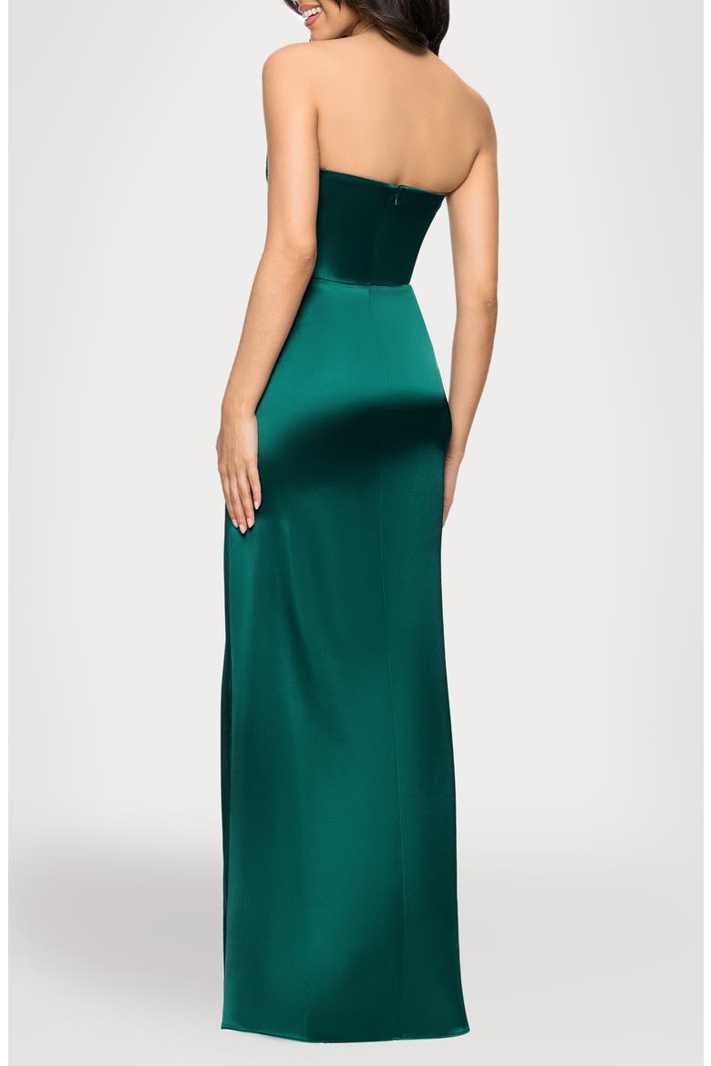 Strapless Satin Gown, Alternate, color, HUNTER