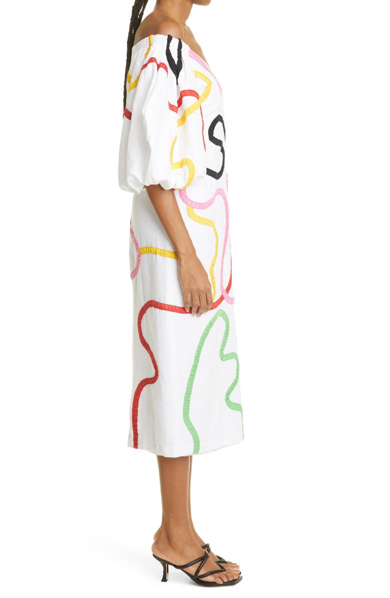 Mara Hoffman Namari Puff Sleeve Linen Blend Dress, Alternate, color, 