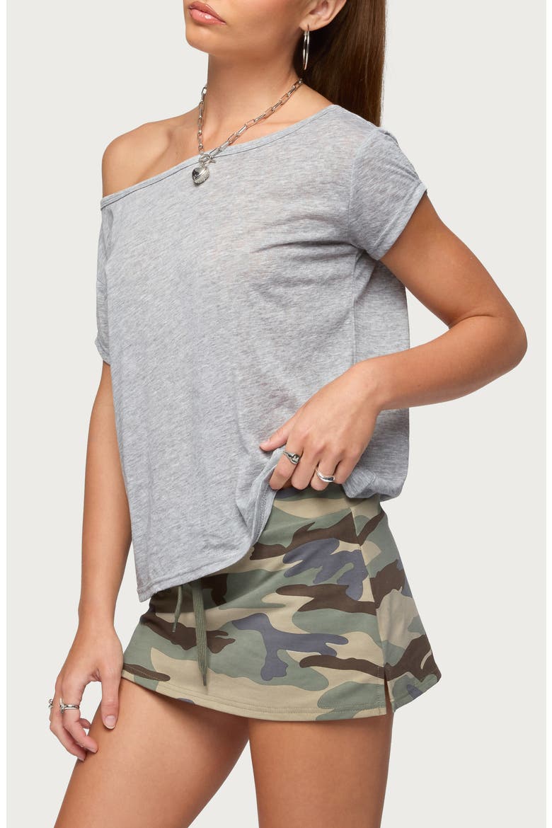 Amora Semisheer One-Shoulder Top, Alternate, color, GRAY-MELANGE