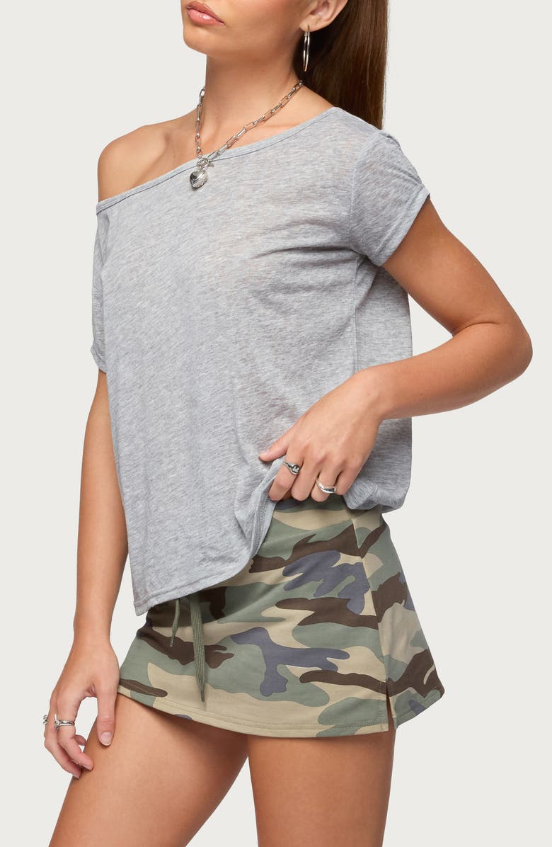 EDIKTED Amora Semisheer One-Shoulder Top, Alternate, color,