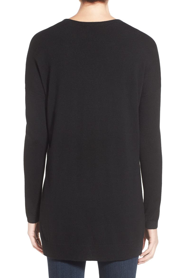 V-Neck Tunic Sweater, Alternate, color, BLACK