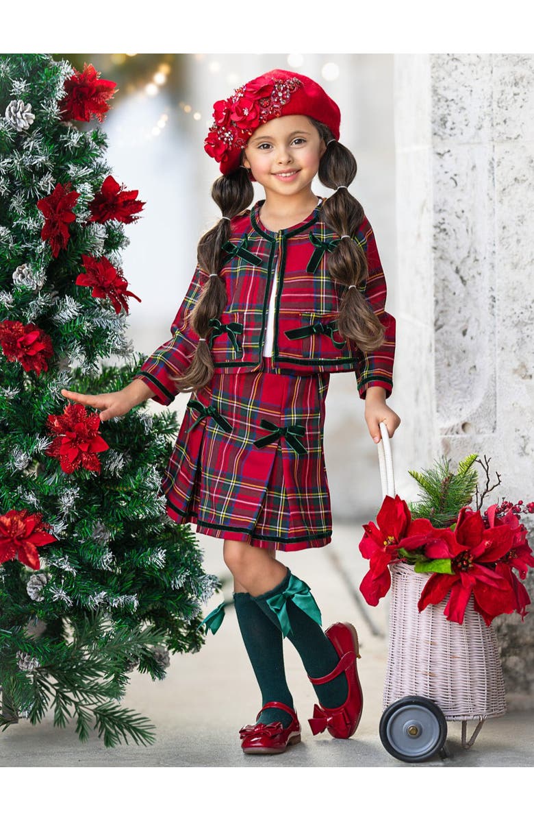 Mia Belle Girls Made For Fashionistas Festive Blazer And Skirt Set, Alternate, color, Red