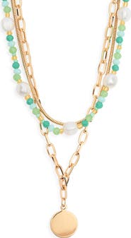 NORDSTROM RACK Bead & Chain Layered Necklace