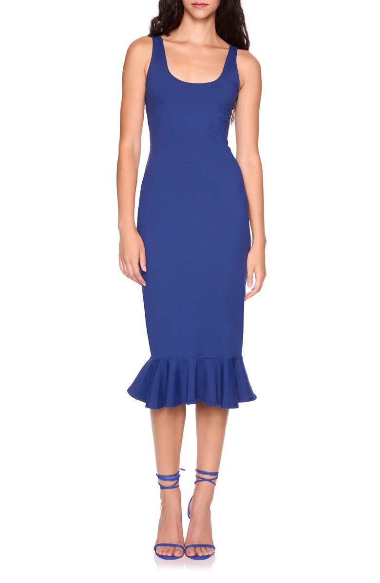 Susana Monaco Flutter Hem Midi Tank Dress, Main, color, Lake