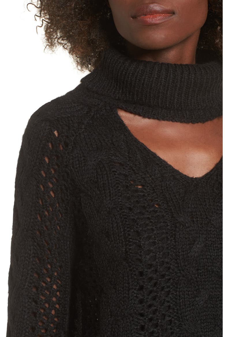 Choker Sweater, Alternate, color, BLACK