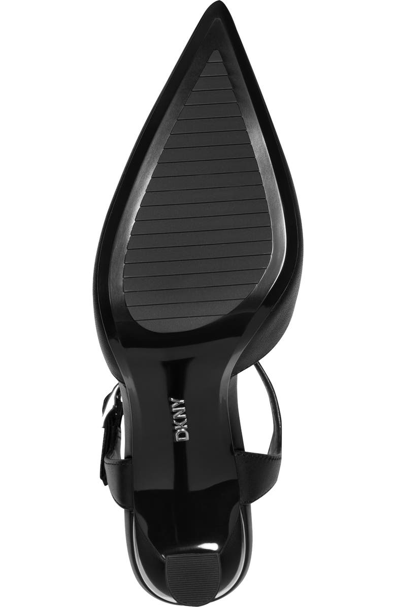 DKNY Ceana Stud Logo Pointed Toe Ankle Strap Pump, Alternate, color, Black