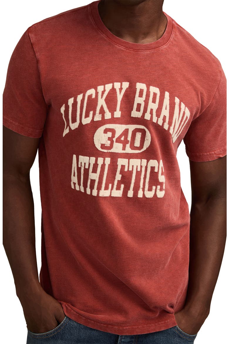 Athletics Flocked Logo Graphic T-Shirt, Alternate, color, CINNABAR