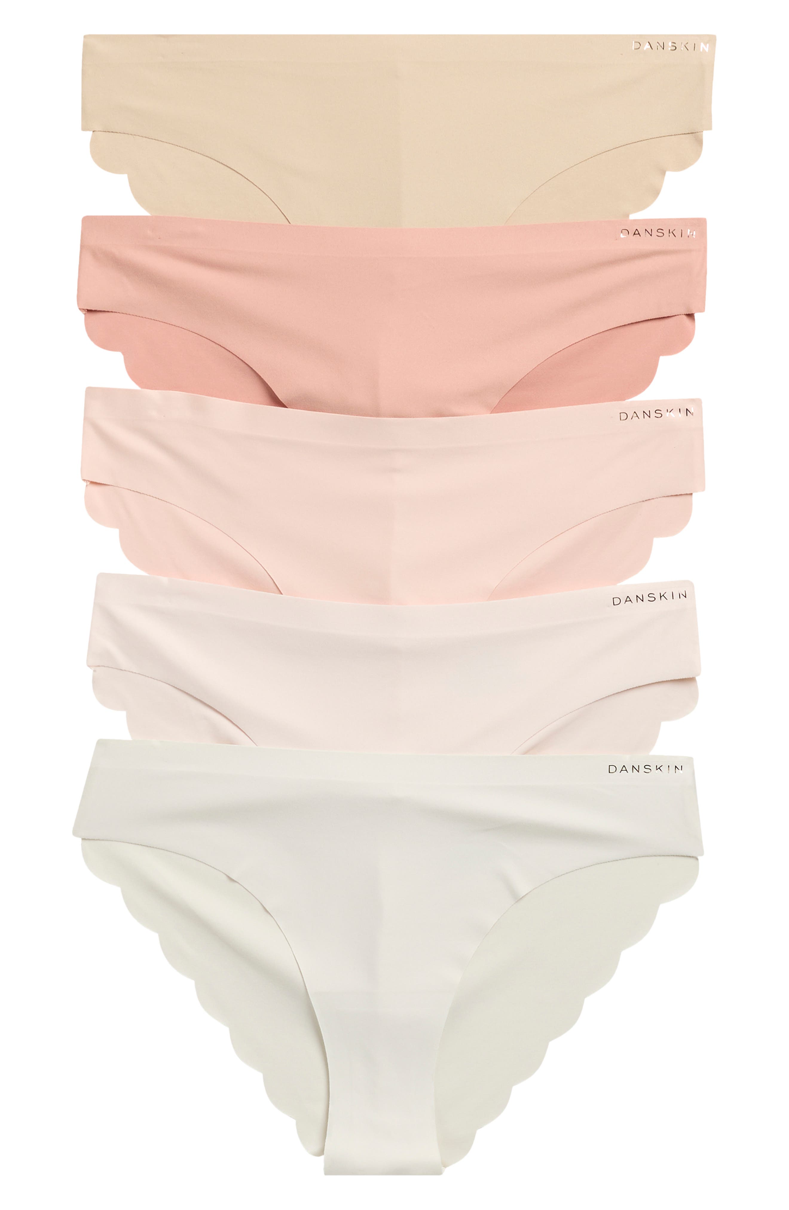 Danskin Set of 5 Assorted Scallop Edge Tangas