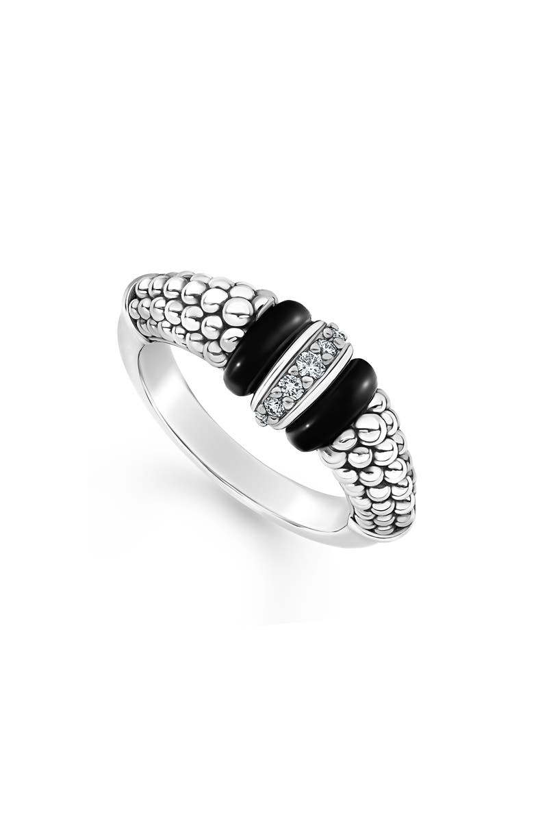 LAGOS Black Caviar Diamond Small Link Ring, Main, color, Black