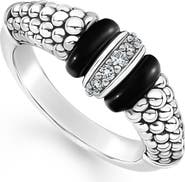 LAGOS Black Caviar Diamond Small Link Ring
