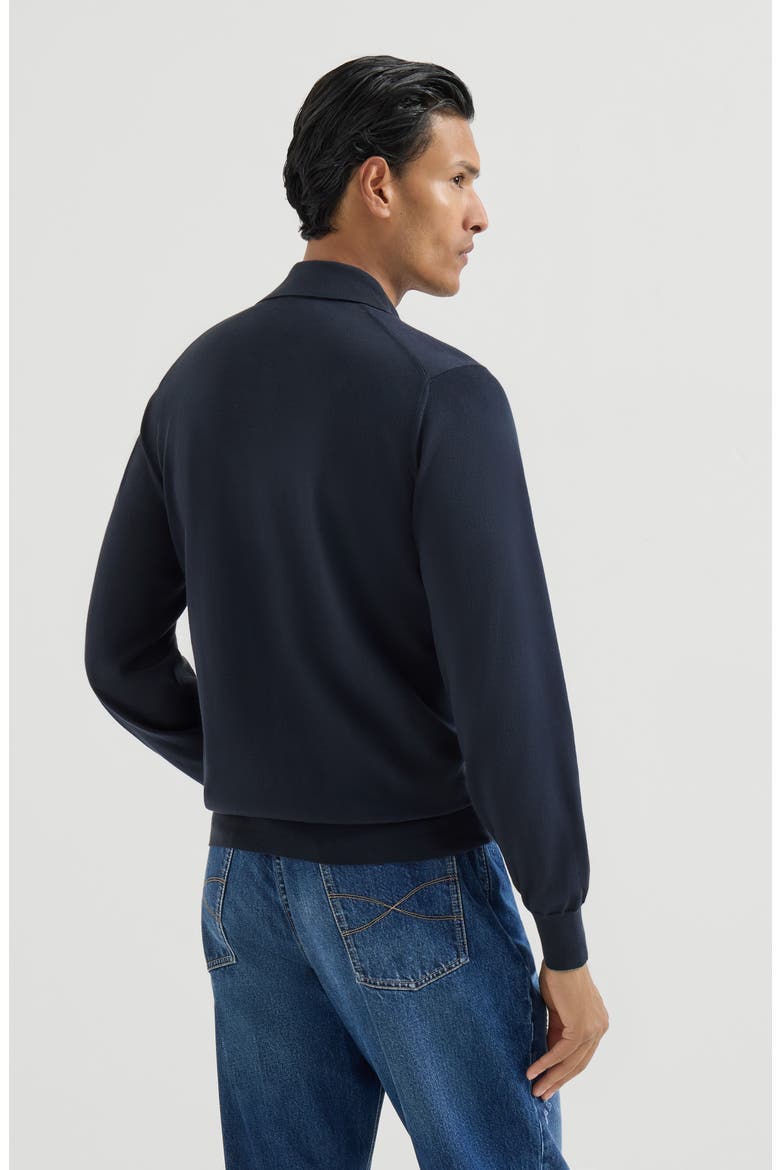 Cotton lightweight knit polo shirt, Alternate, color, Navy Blue