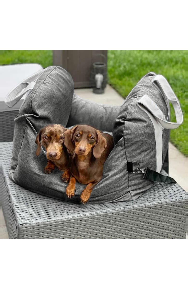 FunnyFuzzy First Class Dog Car Seat Bed, Alternate, color, Charcoal Grey