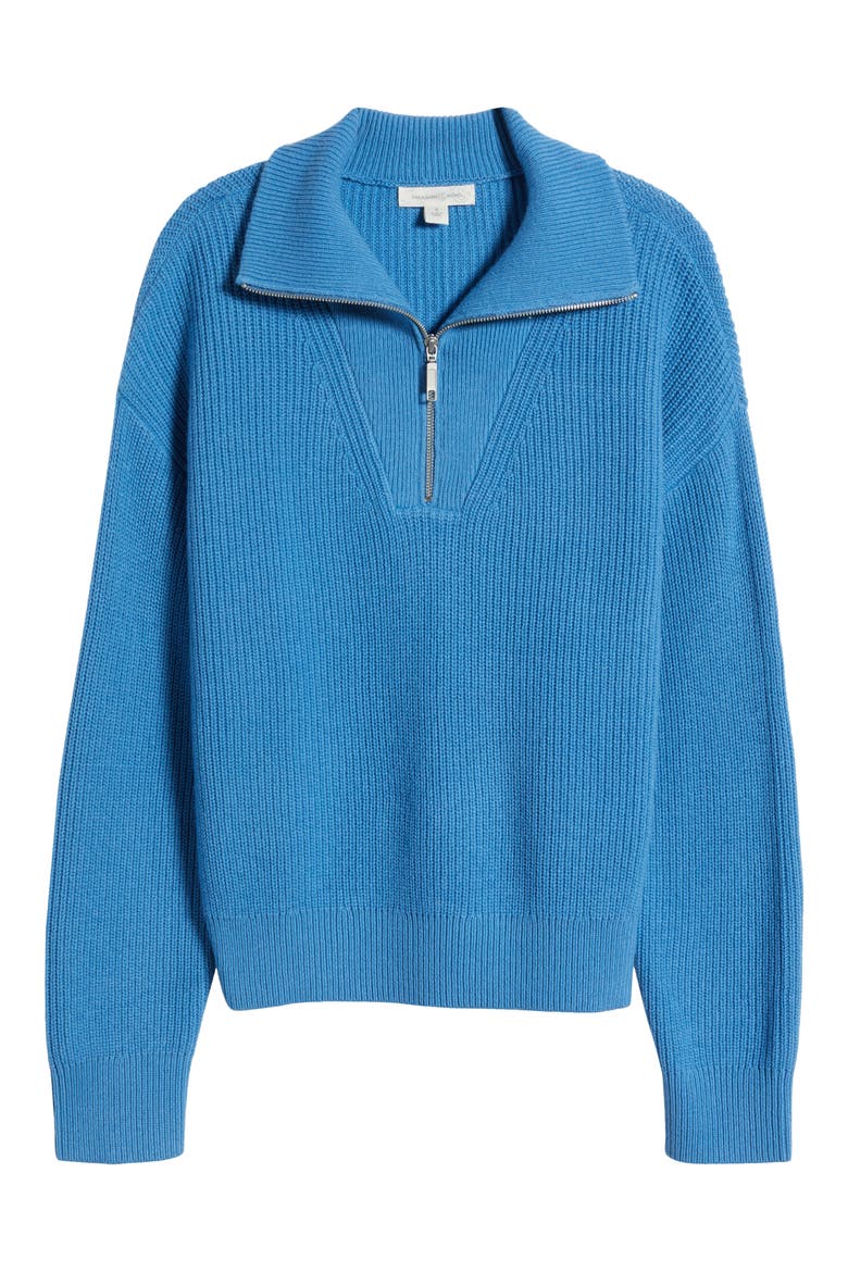 Quarter Zip Merino Wool & Cotton Sweater, Alternate, color, BLUE PARISIAN