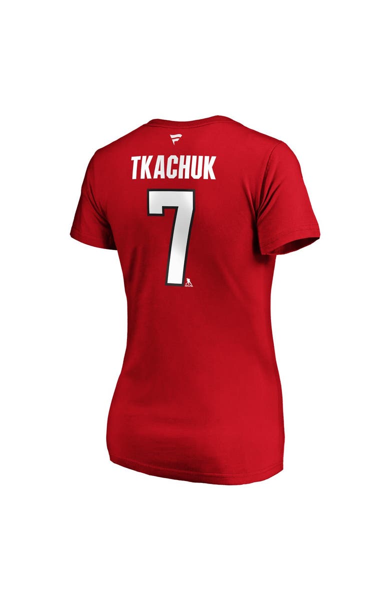 FANATICS Women's Fanatics Branded Brady Tkachuk Red Ottawa Senators Authentic Stack Name & Number V-Neck T-Shirt, Alternate, color, Red