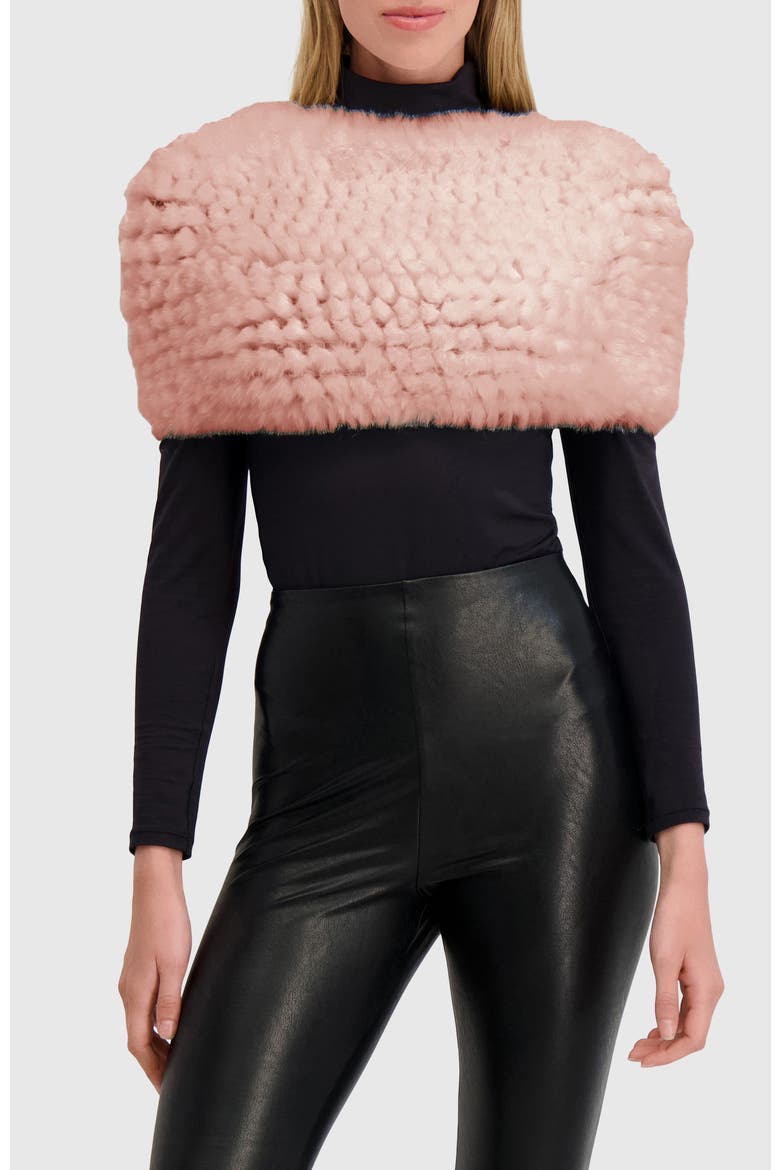 Fur-Free Rex Rabbit (Faux Fur) Knit Cowl, Alternate, color, LIGHT PINK