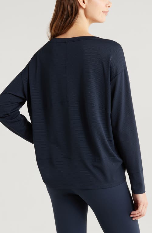 Shop Zella Textured Equilibrium Long Sleeve T-shirt In Navy Sapphire