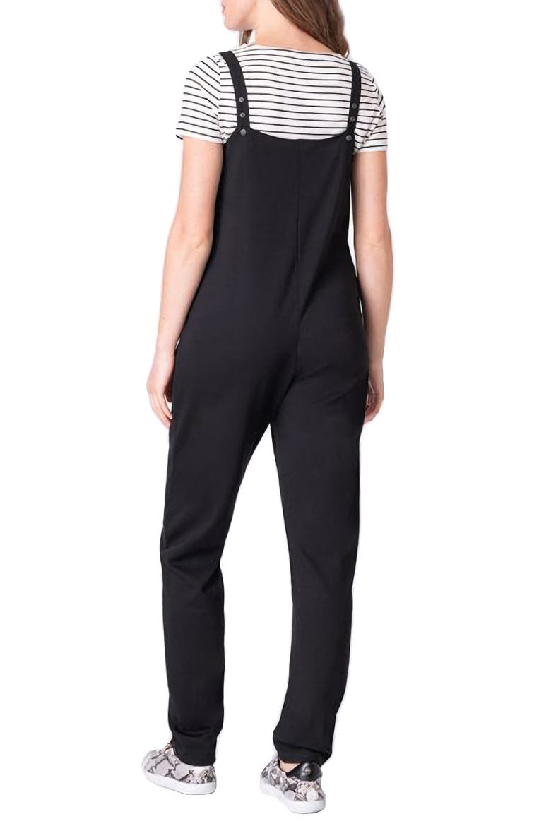 Maternity/Nursing T-Shirt & Jumpsuit Set, Alternate, color, BLACK