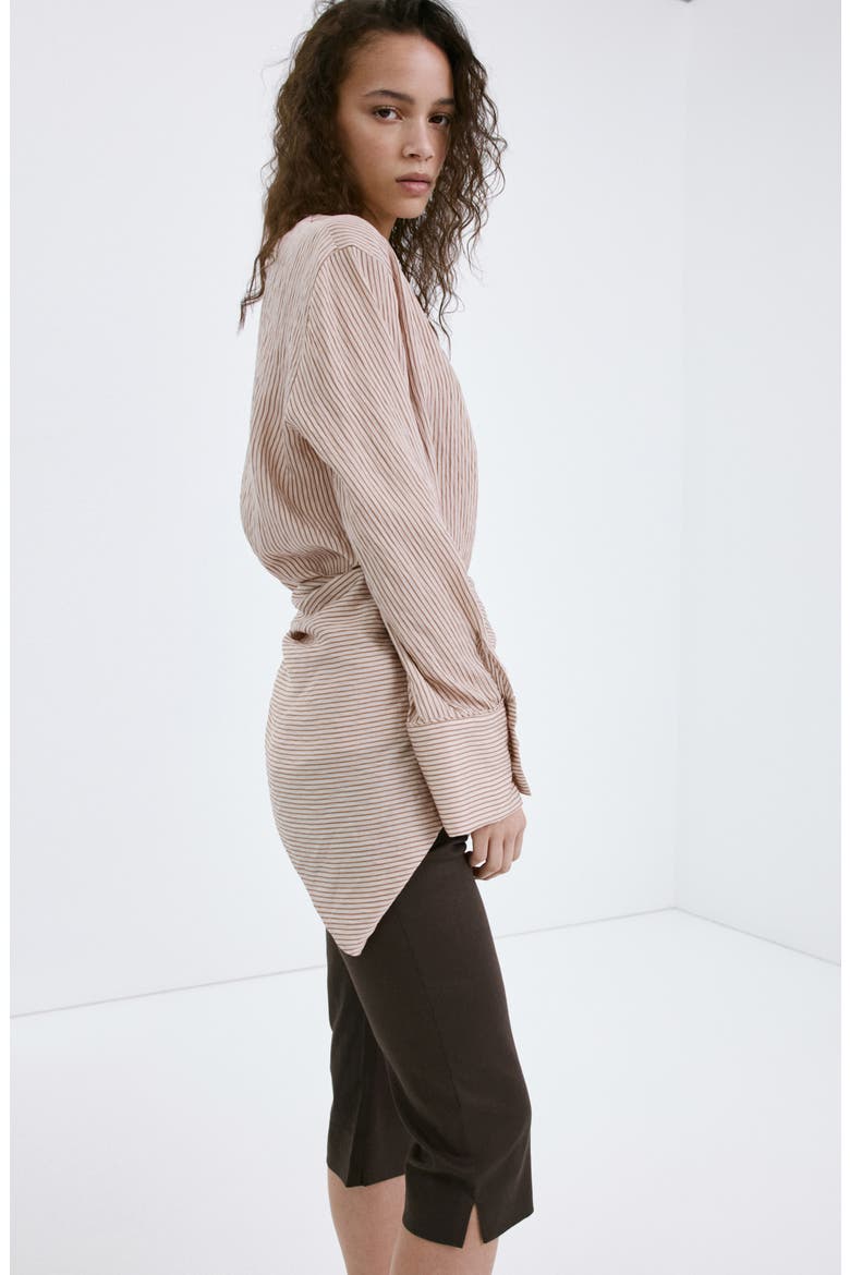 Stretch Linen & Cotton Capri Pants, Alternate, color, CHOCOLATE