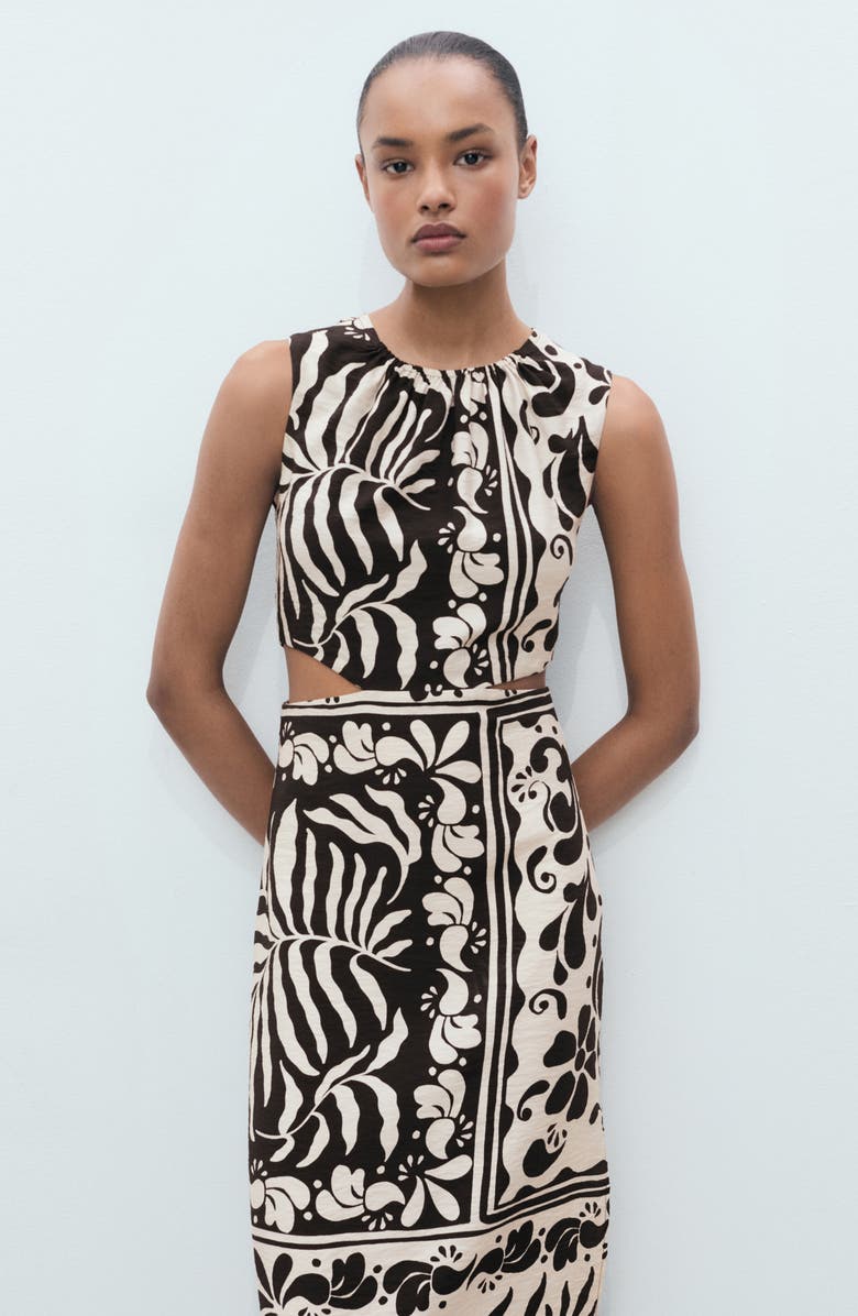 MANGO Side Cutout Sleeveless Midi Dress, Alternate, color, Black