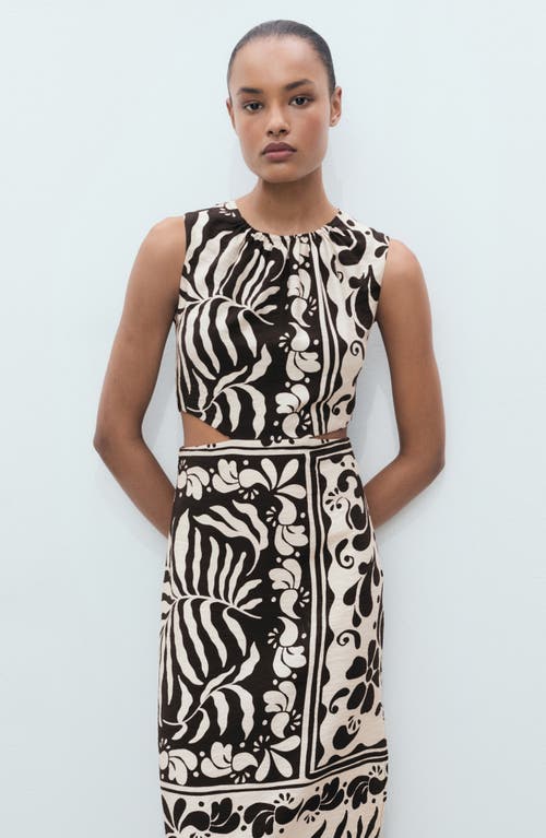 Mango Side Cutout Sleeveless Midi Dress In Black