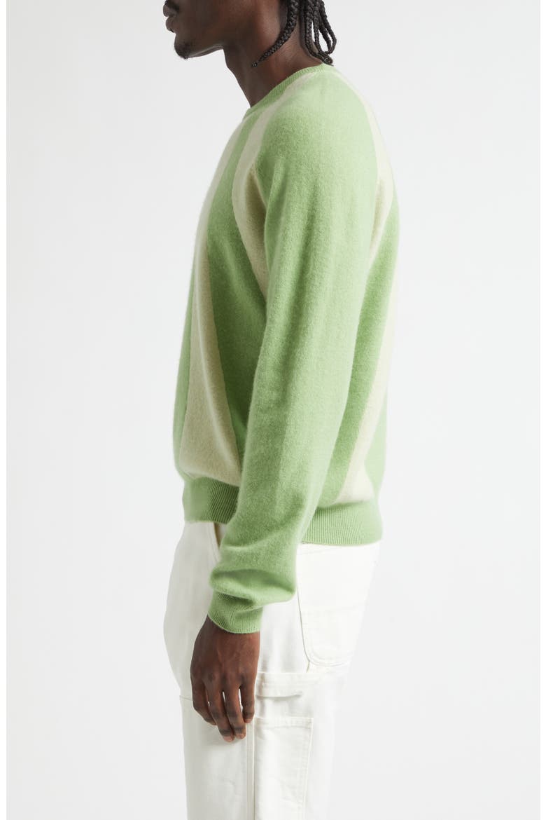 Mini Sunray Stripe Cashmere Crewneck Sweater, Alternate, color, GREEN/ PASTEL GREEN