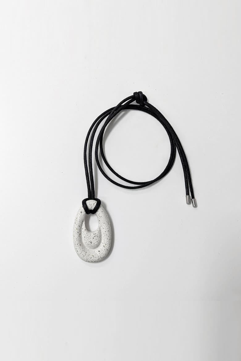 Ripple Concrete Necklace, Main, color, White Terrazzo