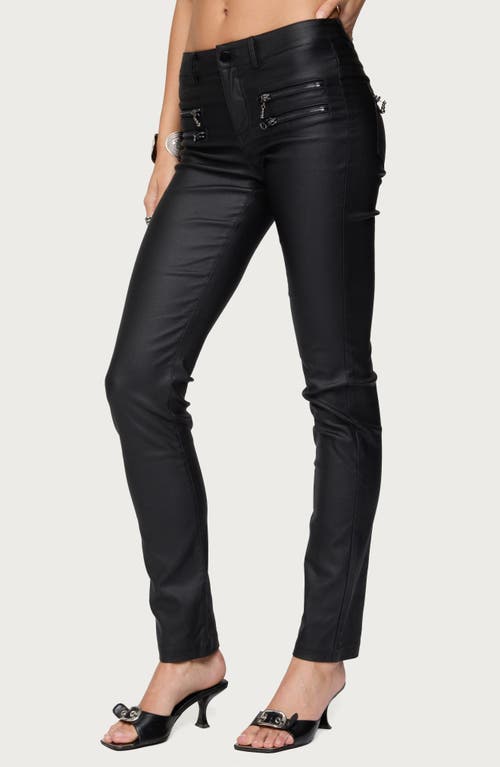 Edikted Kaede Faux Leather Skinny Pants In Black