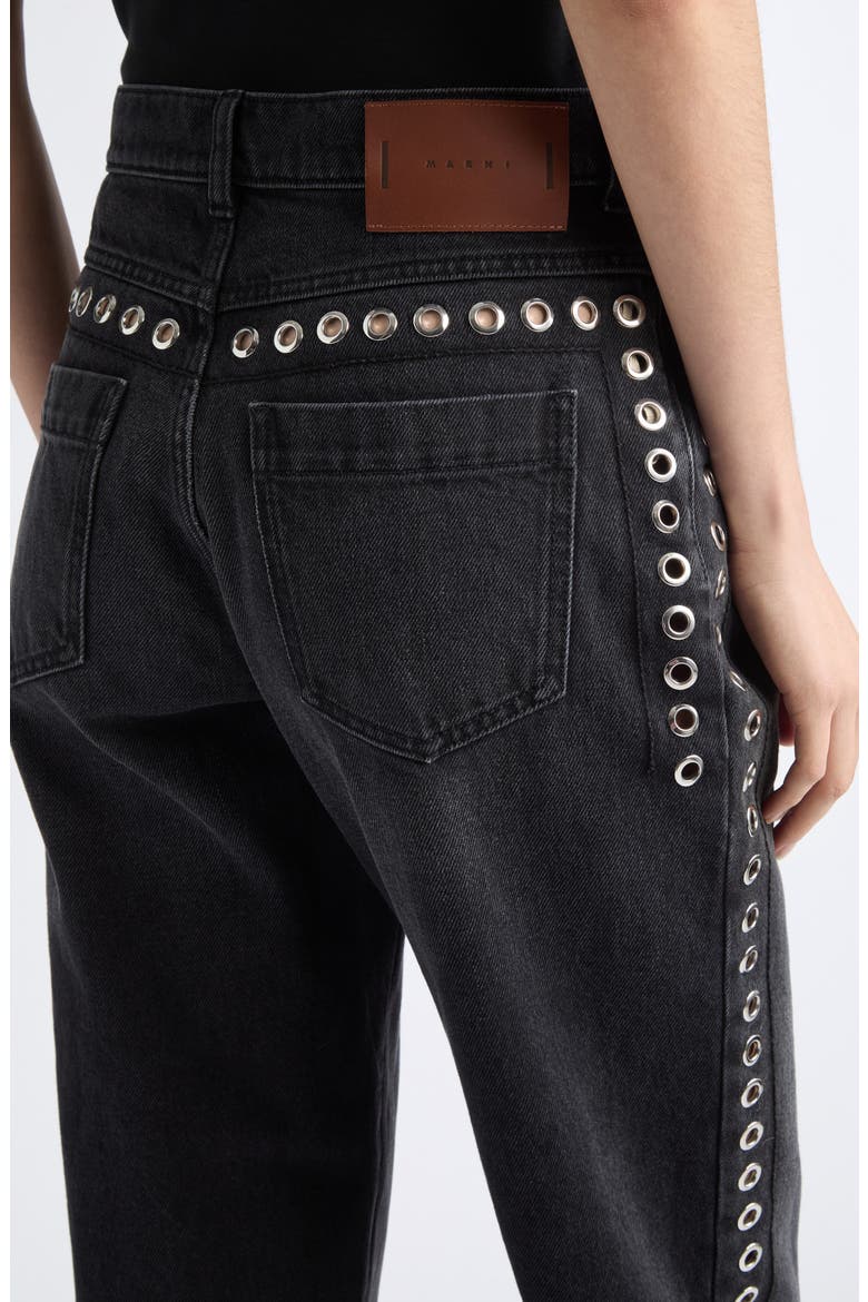 Grommet Detail Slight Flare Jeans, Alternate, color, 00N99 BLACK