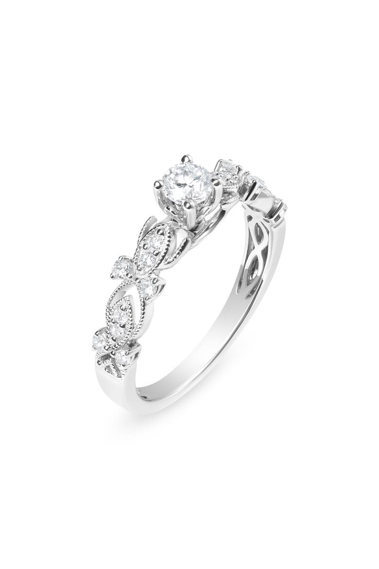 14K White Gold 1/2 Cttw Diamond Vintage Style Engagement Ring, Alternate, color, White