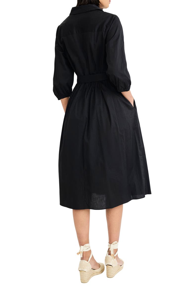 Long Sleeve Midi Shirtdress, Alternate, color, BLACK