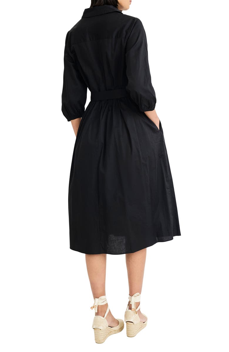Maggy London Long Sleeve Midi Shirtdress, Alternate, color, Black