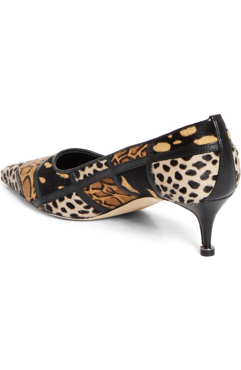 Manolo Blahnik Maren Genuine Calf Hair Kitten Heel Pump, Alternate, color, Black/ Brown Print Calf Hair
