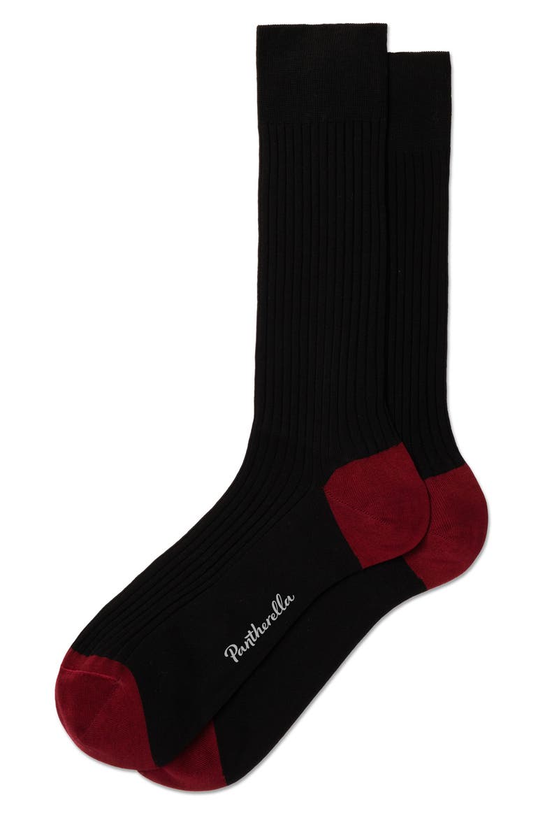Portobello Ribbed Socks, Main, color, BLACK