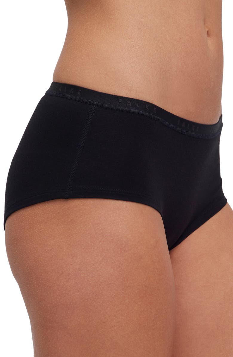 Falke Daily Climate Cotton Blend Hipster Briefs, Alternate, color, Black