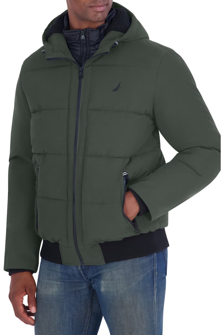 Mixed Quilted Bomber Jacket, Alternate, color, DKFOREST