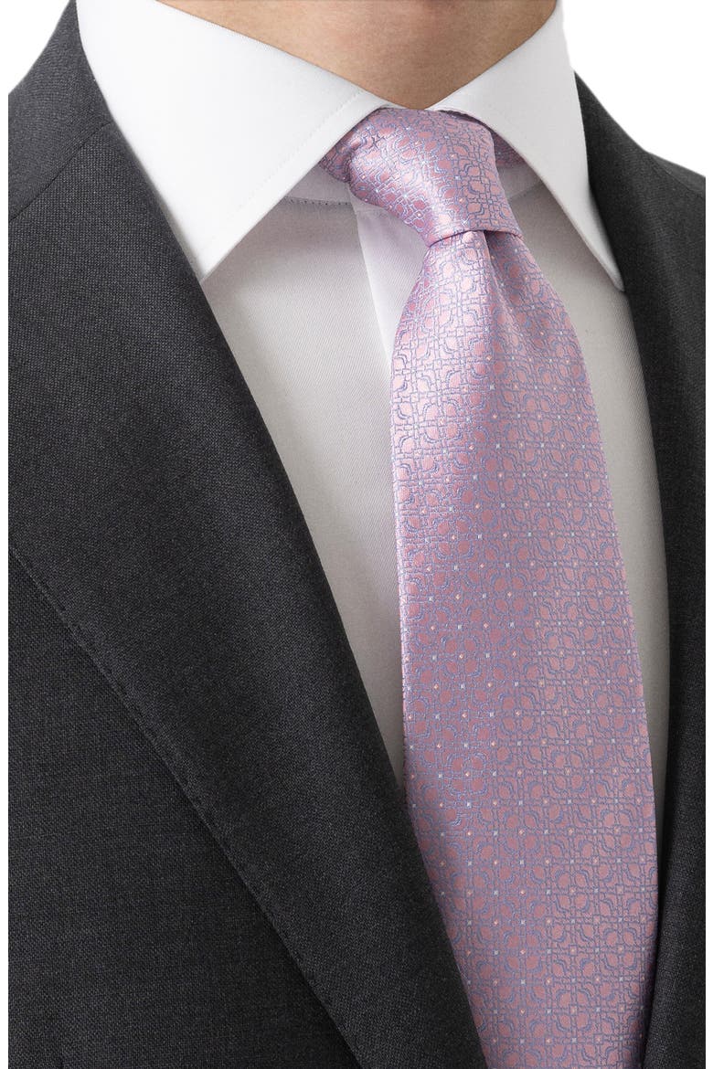 Jacquard Silk Tie, Alternate, color, PINK