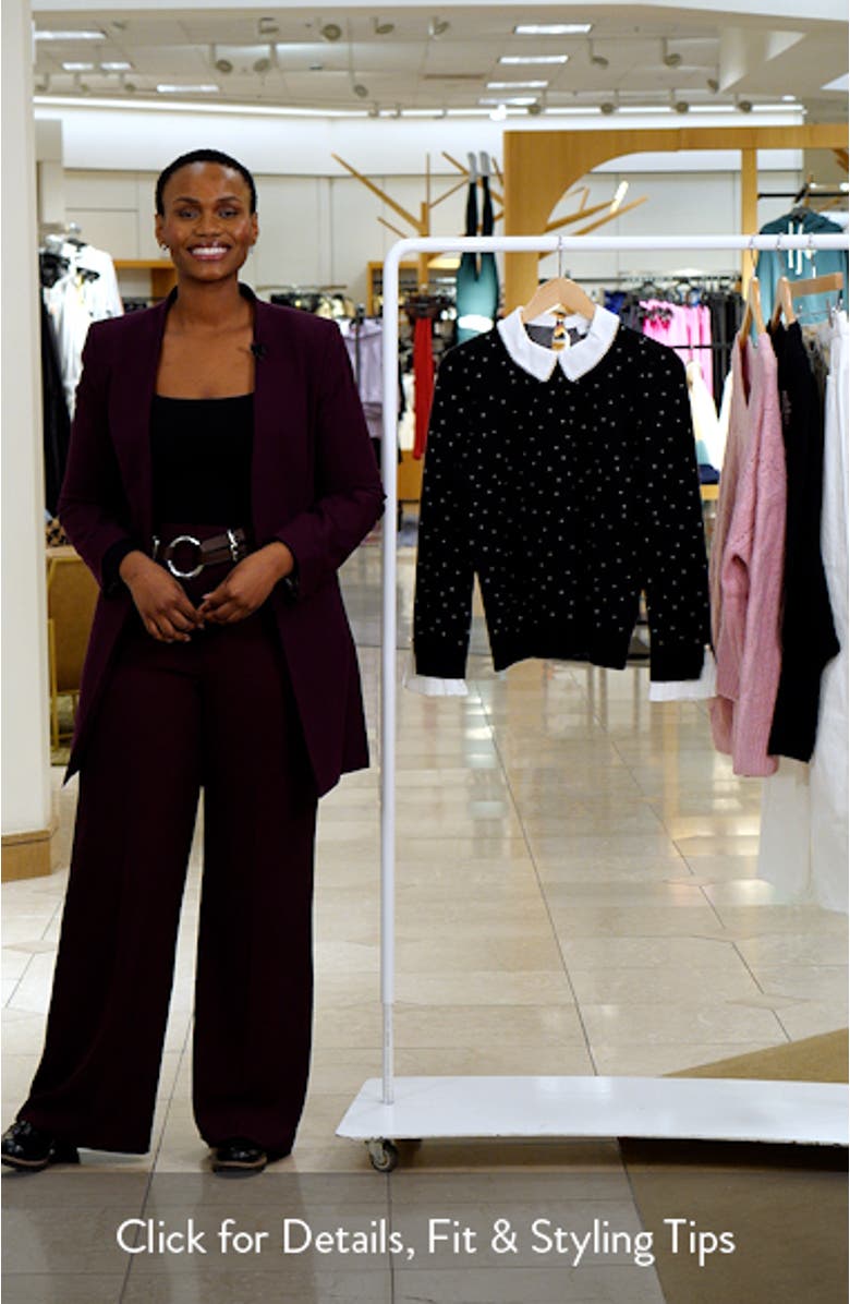 Faux Pearl Contrast Collar Cotton Top, sales video thumbnail