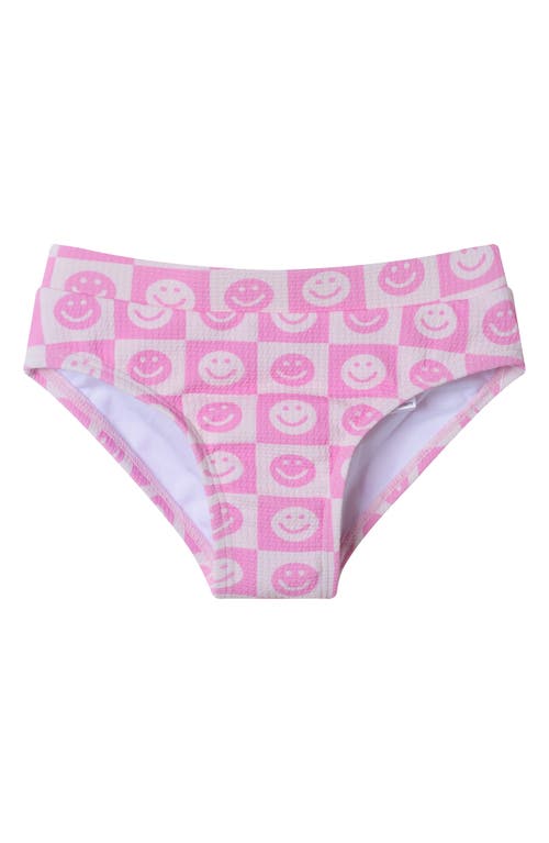 Shop Andy & Evan Kids' Smiley Textured Puff Sleeve Two-piece Swimsuit In Pink Smiley