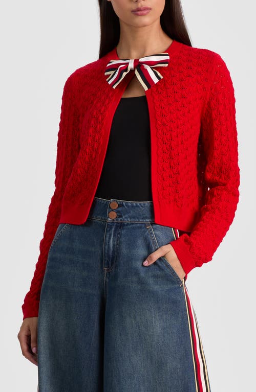 Alice And Olivia Dollie Open Front Cardigan In Red